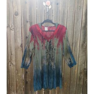 Parsley and Sage Hooded Hippie Tye Dye Tunic